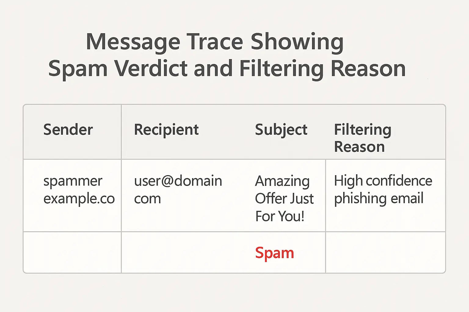 Message Trace for Spam Verdict
