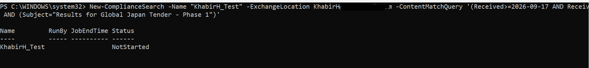 Search Created Successfully