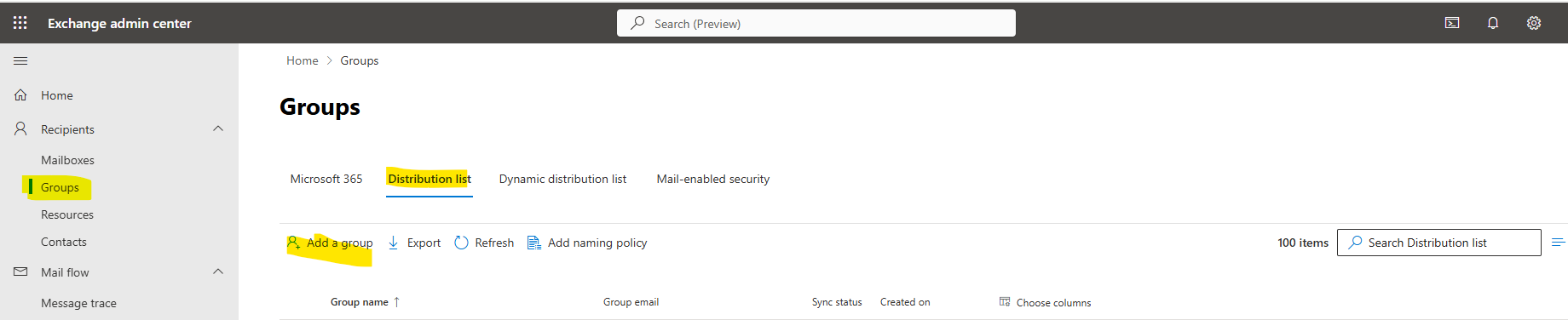 Exchange Admin Center For Create Distribution List